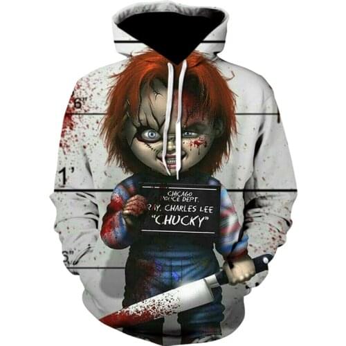 IT clown 3D hoodies Horror Movie Chucky Printed Sweatshirt Hip Hop Pullover Fashion Casual hoodie Creative tops jacket