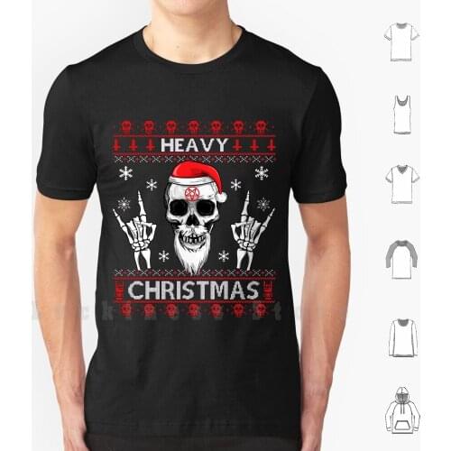 Heavy Christmas-Ugly Xmas Sweater-Heavy Death Black Metal Rocker Rock Horns T Shirt 6xl Cotton Cool Tee Antichristmas Christmas