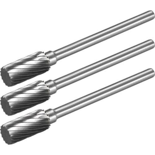 Uxcell 3pcs Tungsten Carbide Single Cut Rotary Burrs File Cylinder Shape w 1/8" Shank