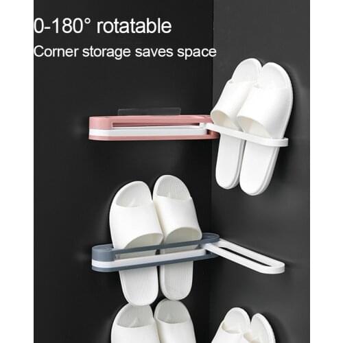 Bathroom Slippers Rack Wall Mounted Shoe Organizer Rack Folding Slippers Holder Shoes Hanger Self Adhesive Storage Towel Racks