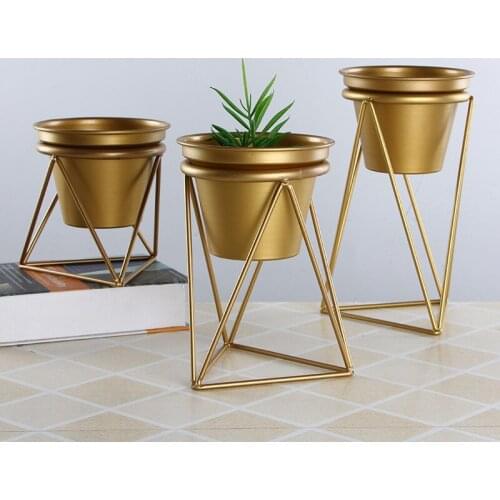 GOLDEN METAL WROUGHT IRON VASE MODERN FASHION HOME LIVING ROOM DINING TABLE DECORATION SIMPLE LANDING FLOWER POT FURNISHING