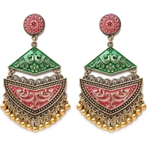 ZOSHI Enamel doreille femme 2019 Antique Gold Gypsy Indian Tribal Ethnic Bell Pedant Dangle Earrings Boho oorbellen voor vrouwen
