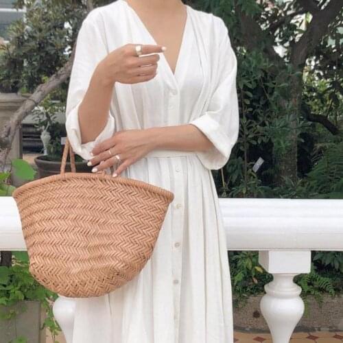 2021 Autumn New Korean Simple Pure Color Sexy V-neck Wide Loose Thin Dress Casual All-match Women Long Skirt Tide Free Shipping