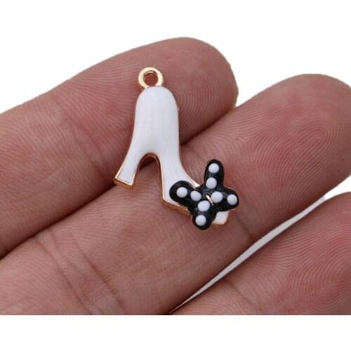 5PCS Gold Color Enamel High Heel Shoe Charms Pendant for Bracelet Necklace Jewelry Making Earrings DIY Handmade Craft