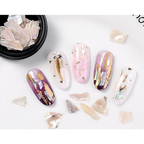 1box Nail Shell Abalone Irregular Fragment 3D Charm Decoration Slice Undrilled Natural Abalone Shell Thin Glitter Flake For Nail