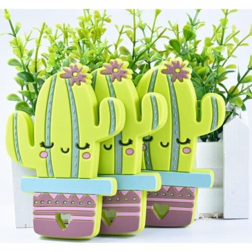 1 PC 2020 Latest Teether Cartoon Cactus Teether DIY Baby Chewing Pendant Nursing Sensory Teething Pacifier Dummy Animal Toys