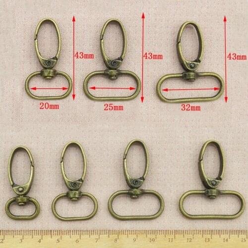 10pcs/lot Silver Bronze Metal Luggage bag Dog buckle Snap hook Bag hanger Lobster Clasp DIY Sewing handmade Key chain buttons