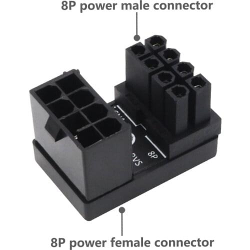 2Pcs ATX 6pin/8pin Male 180 Degree Angled to 6Pin/8Pin Female Power Adapter for Desktops Graphics Card
