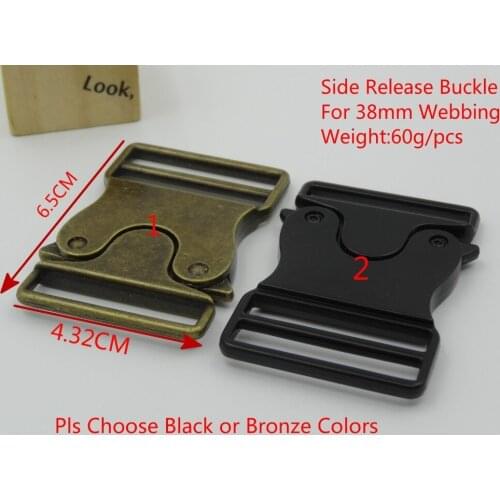 2pcs metal buckles easy click side release for 38mm band ribbon strap bags backpack accessories antique brass black