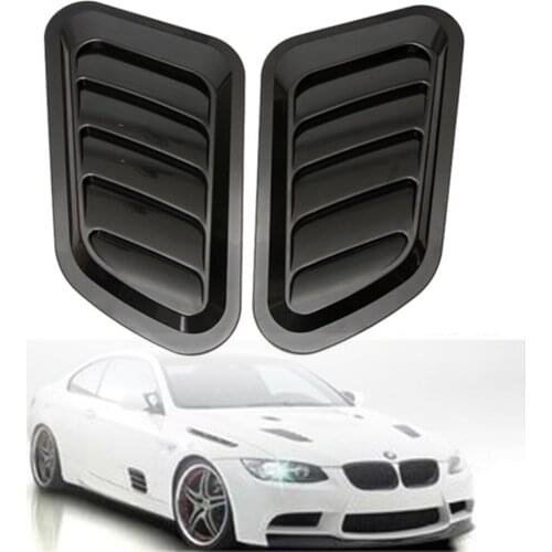 2pcs Universal Fit ABS Gloss Black Car Air Flow Intake Scoop Hood Bonnet Vent Front Engine Cover Vehicle Auto Decorative Sticker