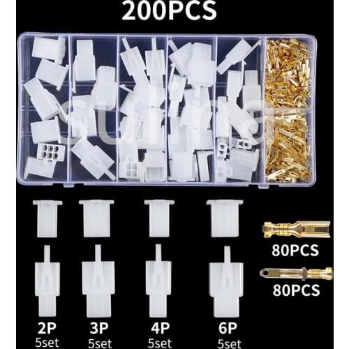 200Pcs 2.8mm 2/3/4/6 pin Automotive Electrical wire Connector Male Female cable terminal plug Kits Motorcycle ebike car