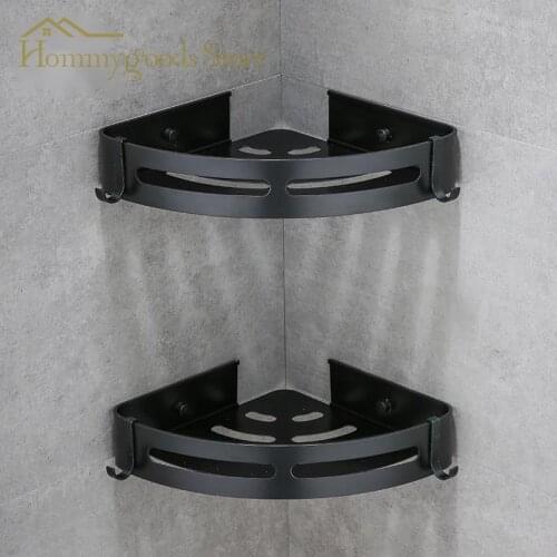 2021 Aluminum Bathroom products Shelf Shower Shampoo Soap Cosmetic Shelves Black Silver Color Bathroom Accessories Rack Holder