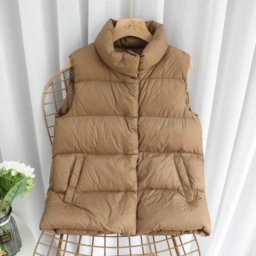 2021 Winter Women Waistcoat White Duck Down Vest Female Hooded Windproof Warm Coat Sleeveless Snow Outwear