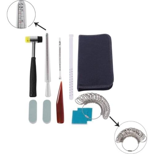 21pcs Professional Jewelry Making Tools DIY Mandrel Stick Finger Gauge Ring Size