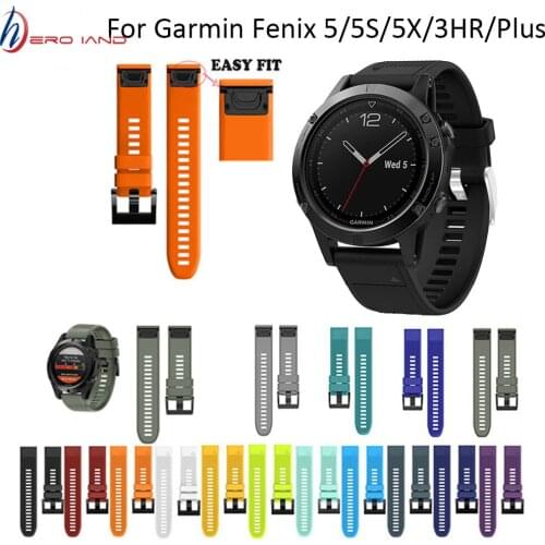 26 22 20MM Watchband Strap for Garmin Fenix 5X 5 5S 3 3HR D2 S60 GPS Watch Quick Release Silicone Easyfit Wrist Band Strap