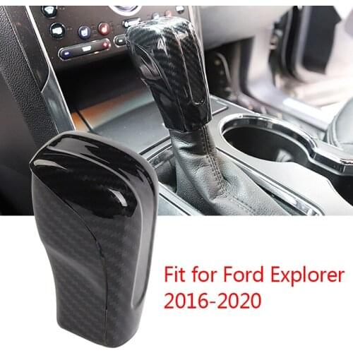 3pcs/set Car ABS Carbon Fiber Texture Gear Lever Shift Handle Knob Cover Trim fit for Ford Explorer 2016 2017 2018 2019 2020