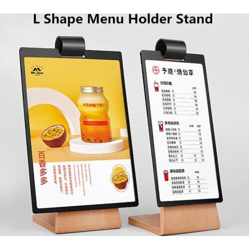 A5 And 100*200mm L-shaped Wood Folder Menu Paper Holder Display Stand Restaurant Sign Holder Card Advertising Poster Frame