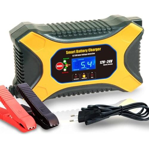 Car Battery Charger 12V 5A 10A Moto Full Automatic Smart Power Charging For Wet Dry Lead Acid Digital Fast Battery Charger