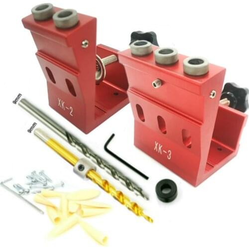 9mm Woodworking Oblique Hole Drill Locator Wood Assembled Punchers Hole Punching Fixtures Tools Guide Clamp Locator Set