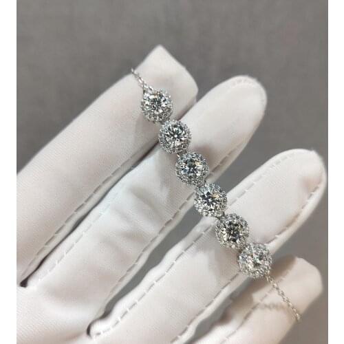 Inbeaut 925 Silver Round Excellent Cut Total 3 ct D Color Pass Diamond Test 6 Moissanite Beads Bracelet Chain Women Fine Jewelry