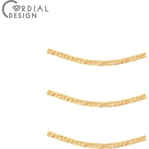 Cordial Design 100Pcs 4*25MM Jewelry Accessories/Bend Pipe/DIY Charms/Genuine Gold Plating/Connector/Jewelry Findings Components