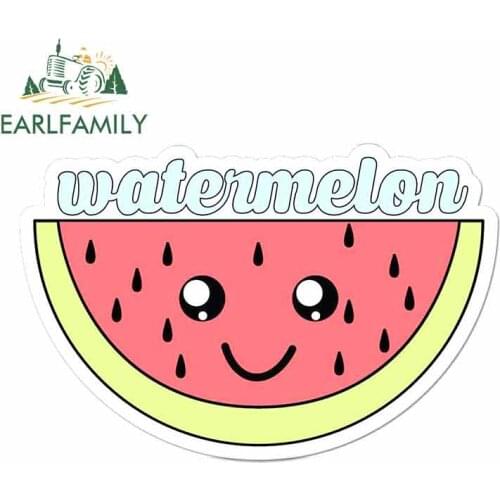 EARLFAMILY 13cm x 8.4cm for Cute Watermelon Fruit Cartoon Face Cartoon Car Stickers Vinyl JDM Bumper Trunk Truck Graphics Decal