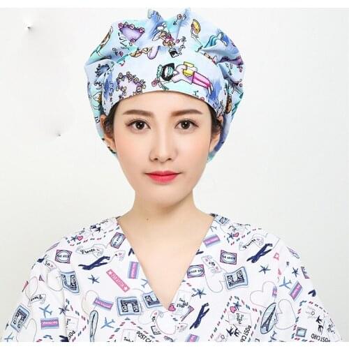 The Head Nurses Hair Is Dustproof and Anti Falling, and The Headdress Is Fluffy Cotton Printed Hat Beanie
