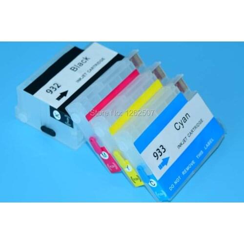 With show ink level chip refillable cartridge For HP 7610 7110 6100 6600 6700 7612 printer bulk cartridge For HP 932 933