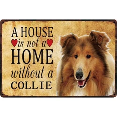 [ Kelly66 ] Dogs Home Without The Collie Metal Sign Tin Poster Home Decor Bar Wall Art Painting 20*30 CM Size y-2132