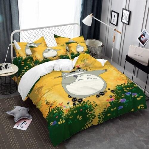 2/3 Pieces Totoro Bedding Set 3D Print Japan Anime Cartoon Duvet Cover Film/Movie Bed Cover Set For Bedroom Bed Quilt Cover