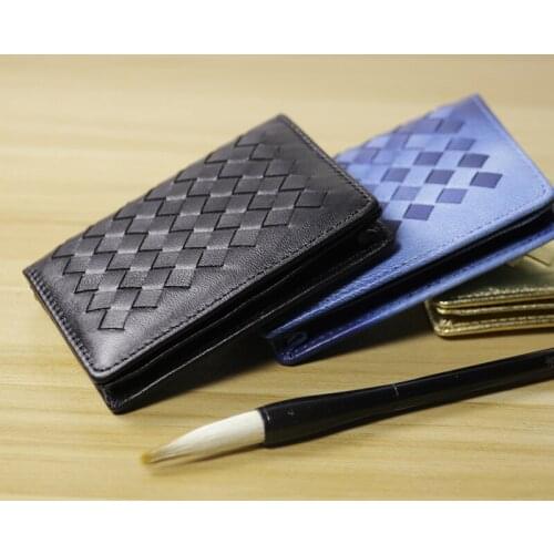 Sheepskin woven business card holder leather male card holder business card holder business mens and womens leather business c