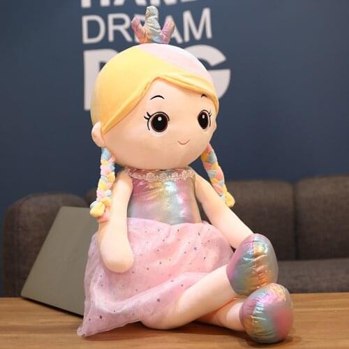 35cm-110cm New Cute Cartoon Rainbow Princess Plush Dolls Little Sister Girl Doll Kids Toys Children Birthday Christmas Gifts