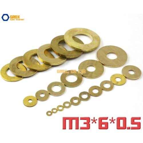 500 Pieces M3 x 6 x 0.5mm Brass Flat Washer