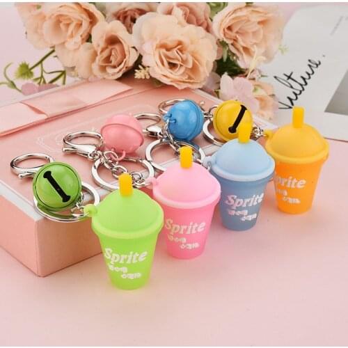 Cartoon cute resin keychain candy color milk tea cup keychain bag pendant ornaments accessories gifts wholesale