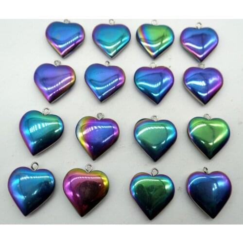 Natural Quartz crystal Titanium Hematite hand-Carved Heart-shaped pendant for diy jewelry making necklace Accessories10pcs A33