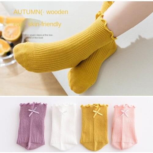 New Baby Girls Socks With Bows Toddlers Infants Cotton Ankle Socks Beading Baby Girls Princess Sock Cute Children Socks infant
