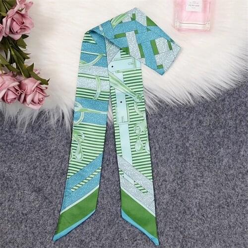 New Design Womens Scarf Multifunctional Fashion Printing Tie Bag Handle Ribbon Ladies Turban Neckscarf Wristband BS29
