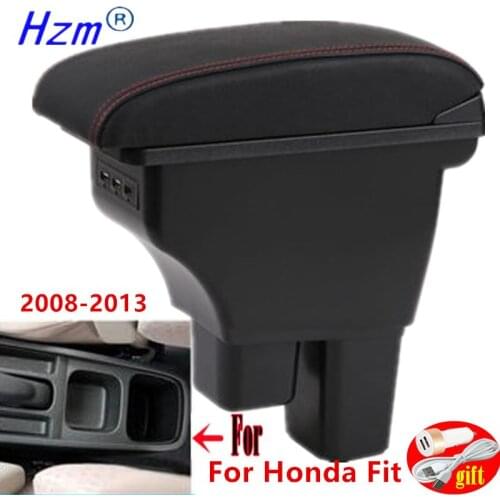 For Honda Fit Armrest box For Honda Fit 2008 2009 2010 2011 2012 2013 Car Armrest box Retrofit parts Interior Storage box 3USB