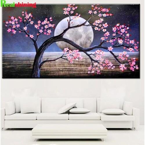 Full Square/Round drill diamond Painting Plum blossom moon 5D DIY diamond embroidery mosaic Decoration painting landscape,N2187