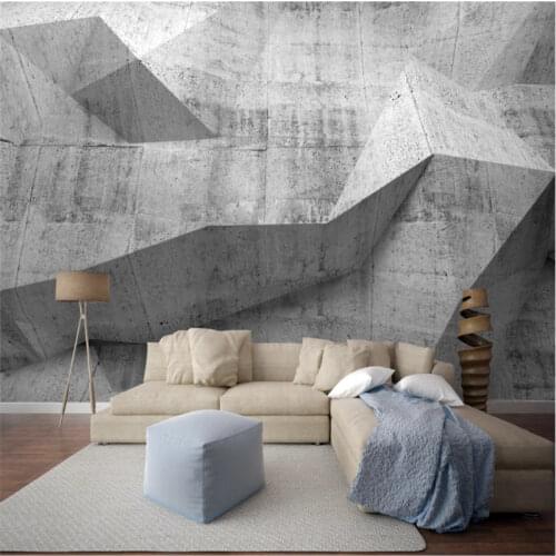 Retro Industrial Wind 3D Stereoscopic Geometry Gray Cement Wall Background Wallpaper Mural Cafe Office Decor Wall Paper 3D
