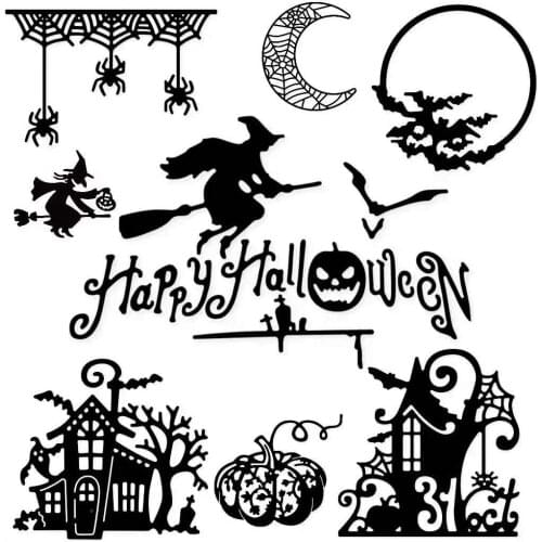 2021Metal Dies Halloween Witch Pumpkin Cutting Dies Craft Metal Cutting Dies Scrapbooking Craft Paper Knife Mould Card Mould