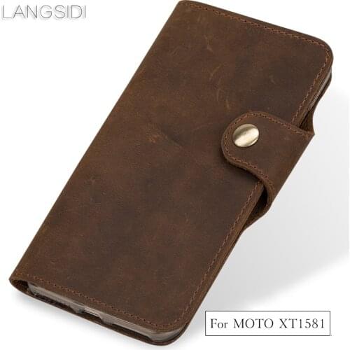 Luxury Genuine Leather phone case leather retro flip phone case For MOTO XT1581 handmade phone case