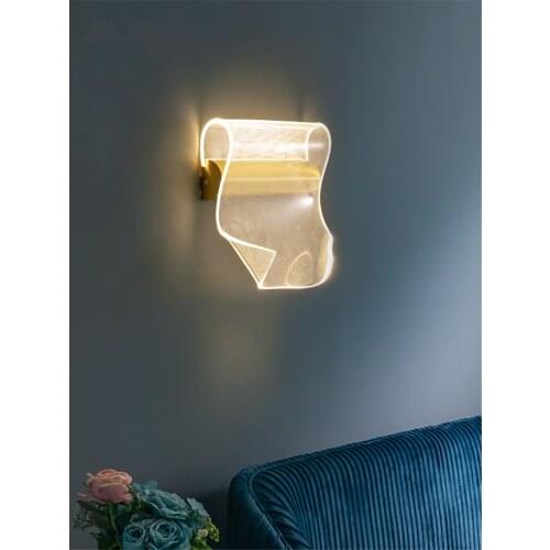 Modern Gold Acrylic LED Wall Lamps Bedroom Bedside Book Study Room Background Living Room Sconces Wall Lights Irregular Lighting
