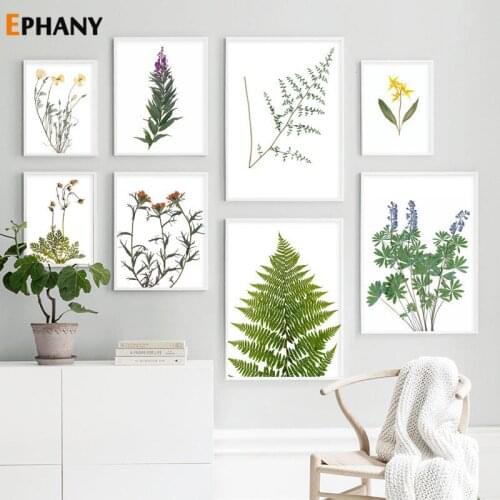 Dried Flower Poster Print Scandinavian Botanical Wall Art Canvas Painting Pictures for Living Room Modern Minimalist Home Decor