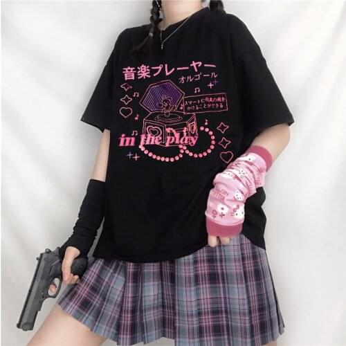 Summer Goth Female Tee Aesthetic Loose Women T-shirt Punk Dark Grunge Streetwear Ladies gothic Top Tshirts Harajuku Clothes