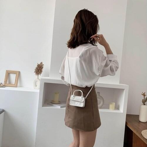 Womans pure color luxury catwalk mini bags trendy all-match one-shoulder diagonal handbag fashion simple portable Kelly bag