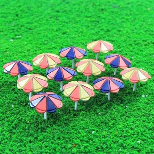 12pcs Model Train Sun Umbrella Parasol 1:100 TT Scale Garden Sea Beach TYS41100 Colorful Umbrellas mini garden decoration