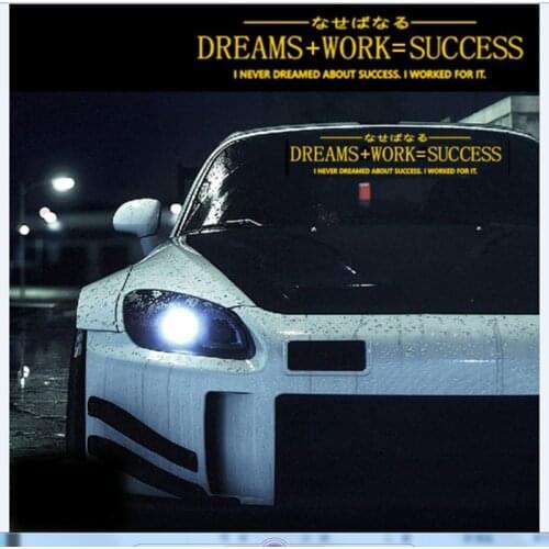 1PCS Car stickers windshield car stickers dream job success stickers, English DREAMS WORK SUCCESS stickers