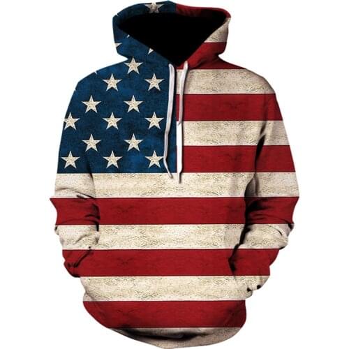2021 Brand 3D Print Fun Design Usa Flag Hoodie Fashion Mens And Womens Sports Street Wear Skateboard Thin Sweatshirt Pullovers