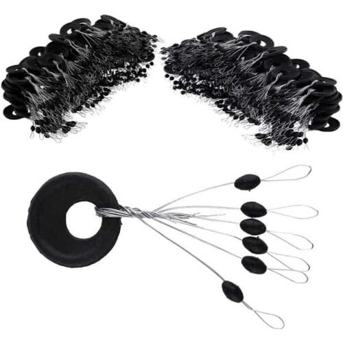 60pcs 10 groups/set Fishing Bobber Space Bean Black Rubber Stopper S/M/L Oval Float Fishing Space Bean Connector Fishing Line